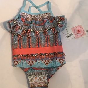 Girls 3T Boho Floatimini Collection Swimsuit NWT TURQUOISE/CORAL AZTEC $54